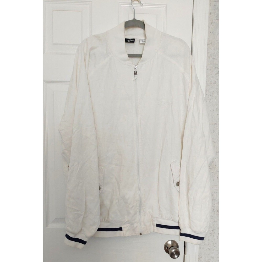 Sean Vintage John Mens Linen Jacket Bomber NWOT White 3XL